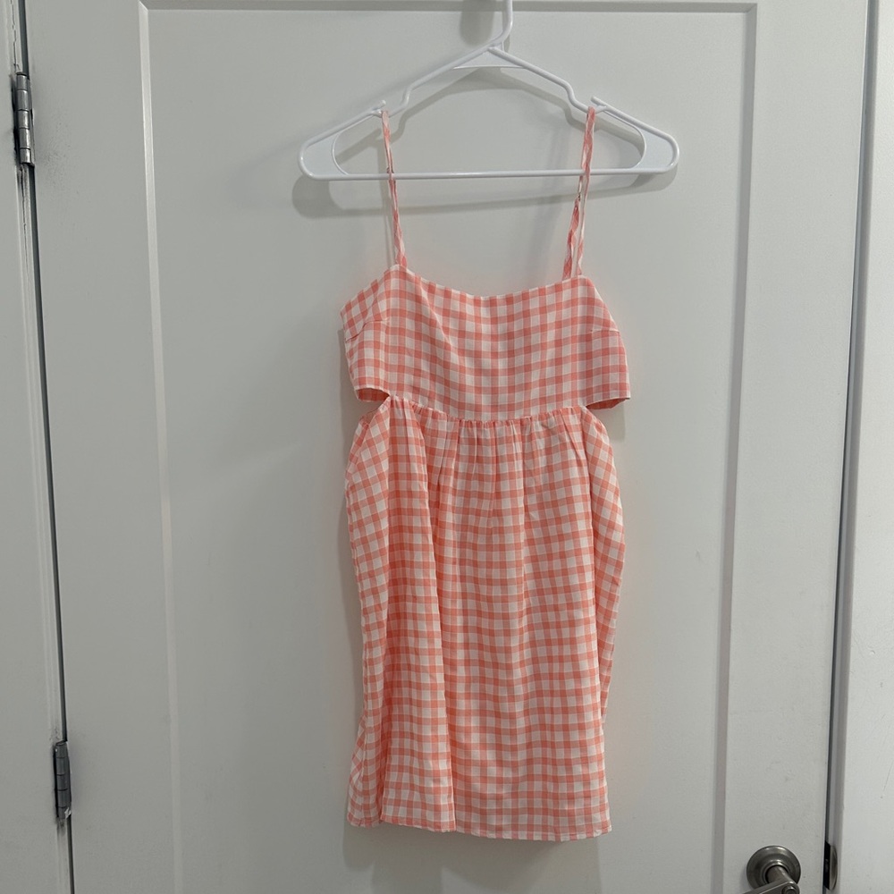 Pink Lily Peach Gingham Mini Dress - Picture 2 of 5